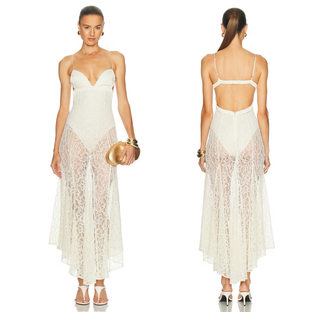 Brand New- Camila Coelho Katerina Midi Dress in Ivory 🦢✨